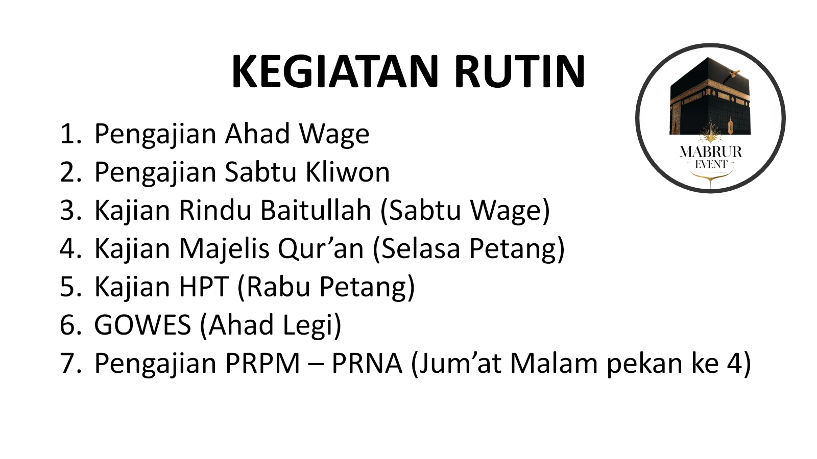 Mabrur Grand Prize Kegiatan Rutin
